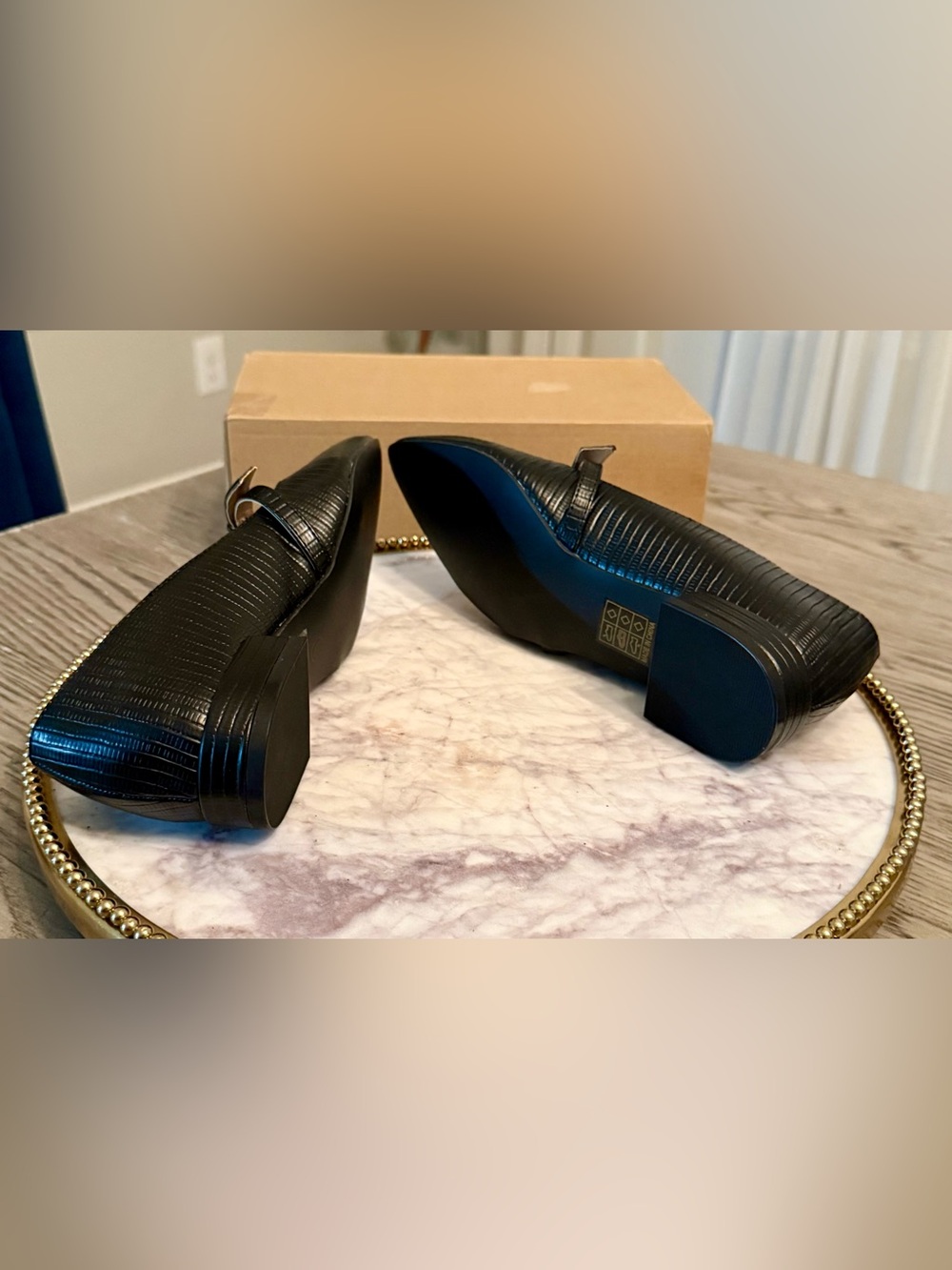 Journee Collection Black Textured Vegan Leather Shoes | SZ. 5.5 (NWB) - Picture 8 of 9